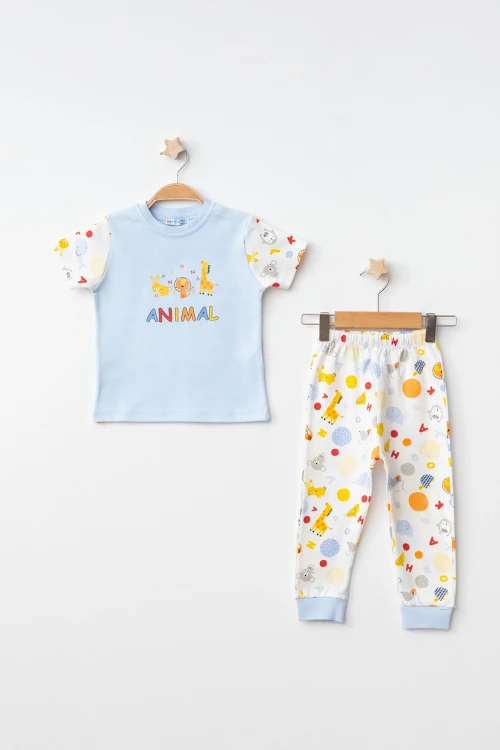 Hayvanlar Desenli Kısa Kol Pijama Takımı 54215