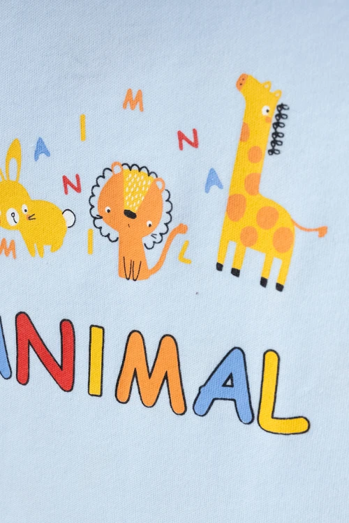 Hayvanlar Desenli Kısa Kol Pijama Takımı 54215