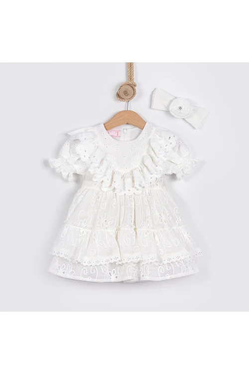 İşlemeli Tül Detaylı Elbise 24105