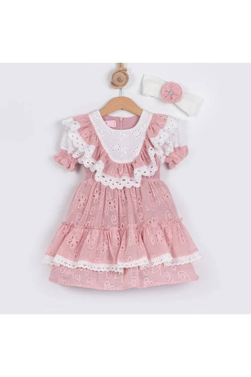 İşlemeli Tül Detaylı Elbise 24105