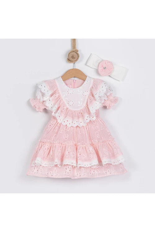 İşlemeli Tül Detaylı Elbise 24105