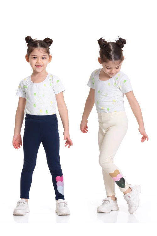 Kalp Baskılı 2 li Tayt 54873