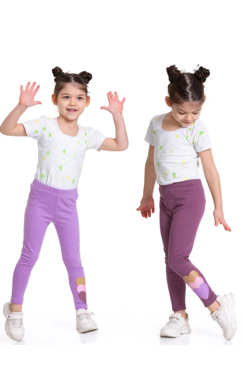 Kalp Baskılı 2 li Tayt 54873