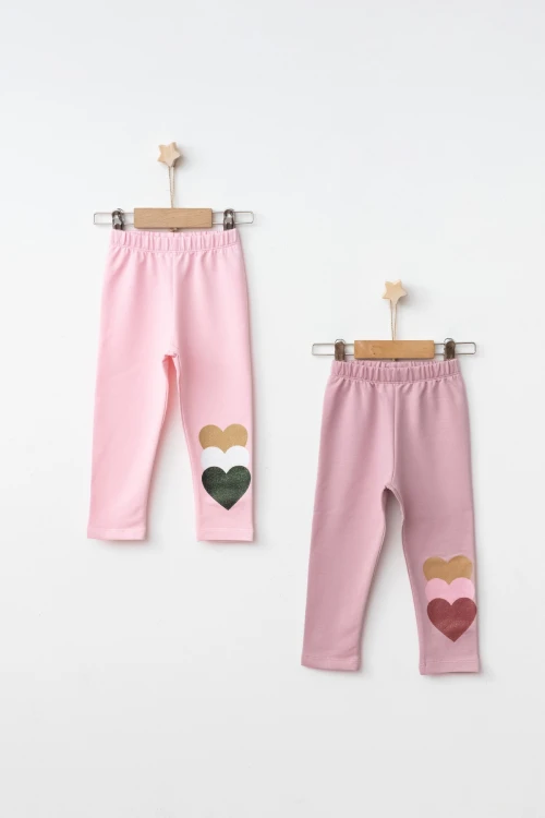 Kalp Baskılı 2 li Tayt 54873