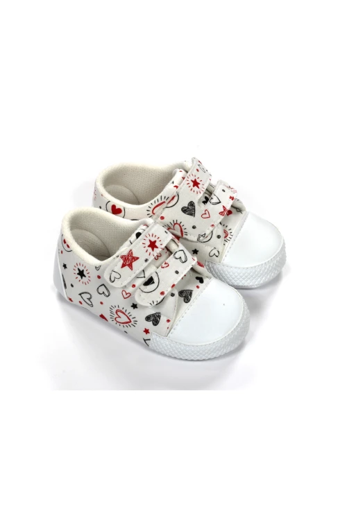 Kalp Desenli Cırt Cırtlı Bebek Ayakkabısı 2002