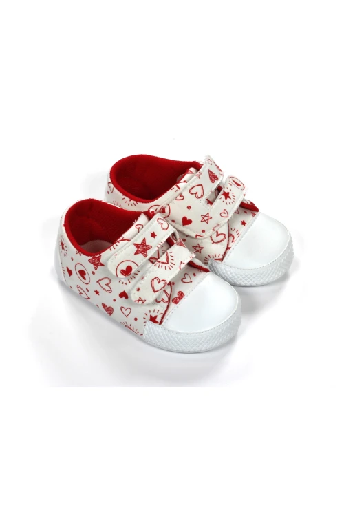 Kalp Desenli Cırt Cırtlı Bebek Ayakkabısı 2002