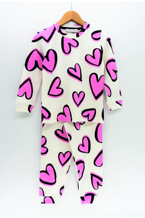 Kalp Desenli Pijama Takımı 11218