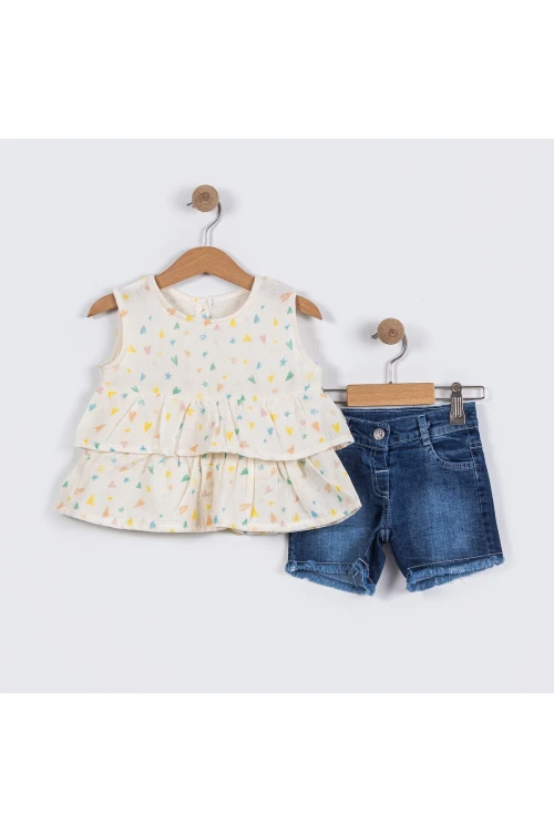 Kalp Desenli Şortlu Takım 9126