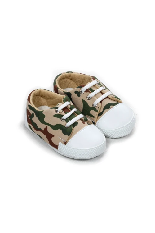 Kamuflaj Desenli Bağcıklı Bebek Ayakkabısı 1044