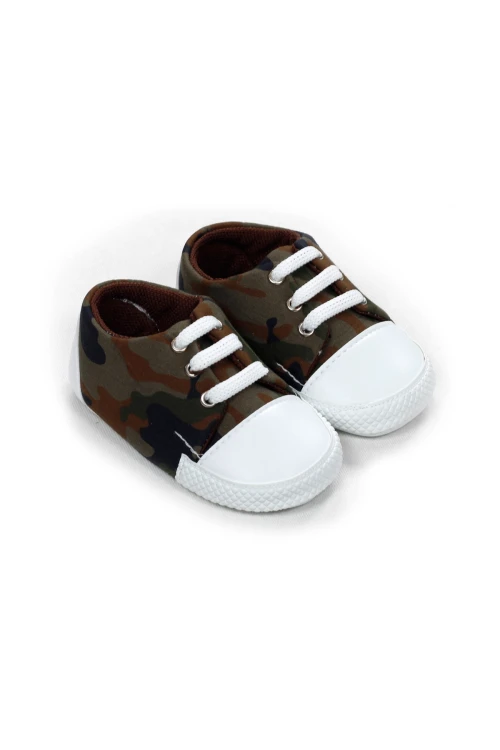 Kamuflaj Desenli Bağcıklı Bebek Ayakkabısı 1044