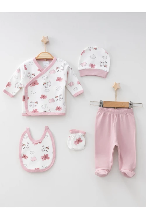 Kedi Desenli Bebek 5’li Hastane Çıkışı 6255
