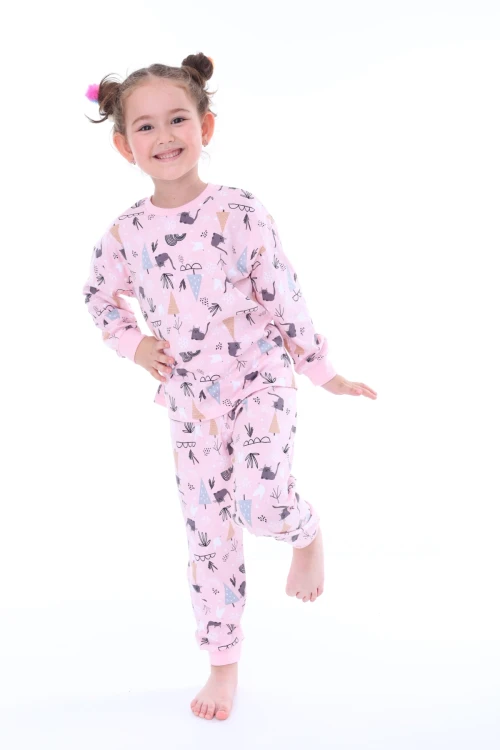 Kedi Desenli Kız Çocuk Pijama Takımı 31212