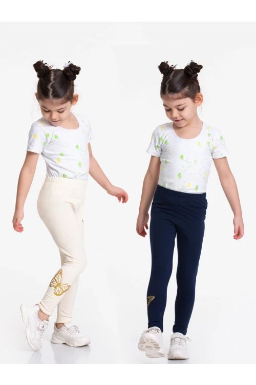 Kelebek Baskılı 2li Tayt 54875