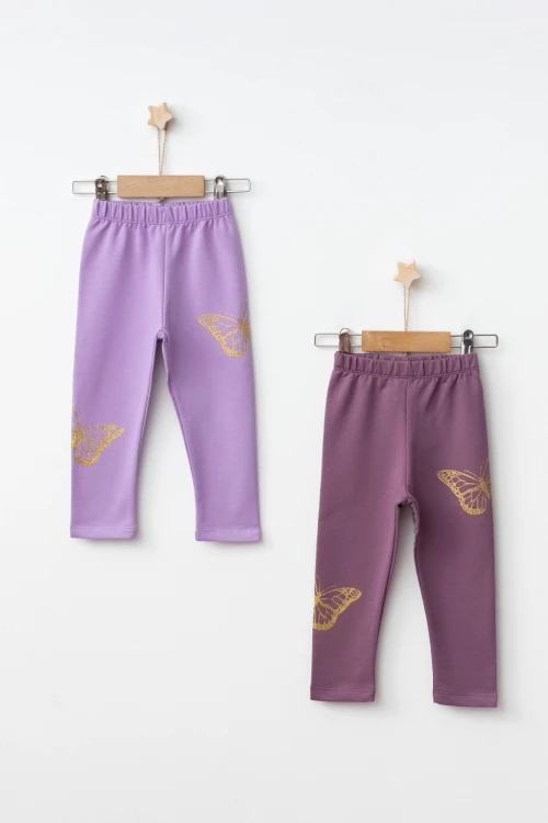 Kelebek Baskılı 2li Tayt 54875