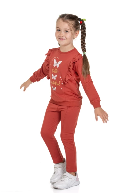 Kelebek Baskılı Fırfırlı Takım 54308-1