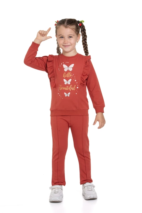 Kelebek Baskılı Fırfırlı Takım 54308-1