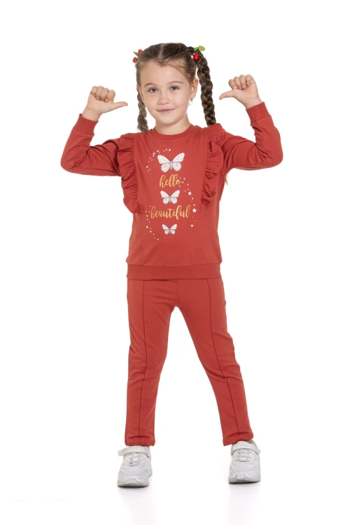 Kelebek Baskılı Fırfırlı Takım 54308-1