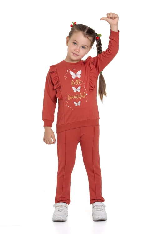 Kelebek Baskılı Fırfırlı Takım 54308-1