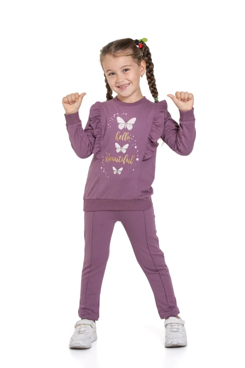 Kelebek Baskılı Fırfırlı Takım 54308-1