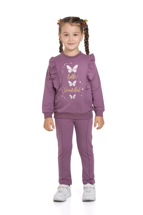 Kelebek Baskılı Fırfırlı Takım 54308-1