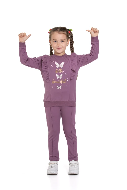 Kelebek Baskılı Fırfırlı Takım 54308-1