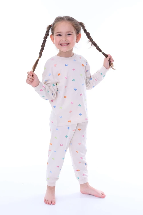 Kelebek Desenli Kız Çocuk Pijama Takımı 31207