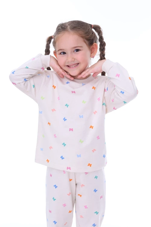Kelebek Desenli Kız Çocuk Pijama Takımı 31207