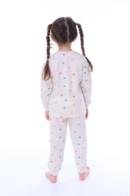 Kelebek Desenli Kız Çocuk Pijama Takımı 31207