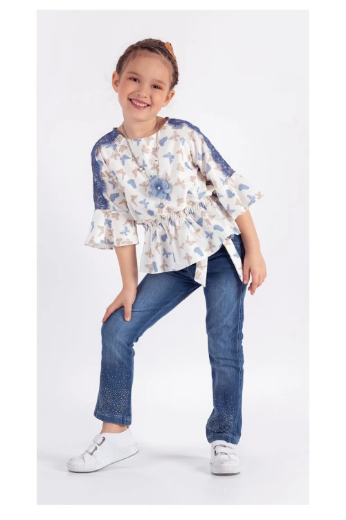 Kelebek Desenli Pantolonlu Takım 22522