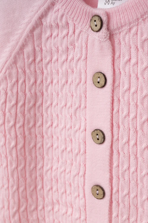 Kendinden Desenli Bebek Şapkalı Triko Takım 4031