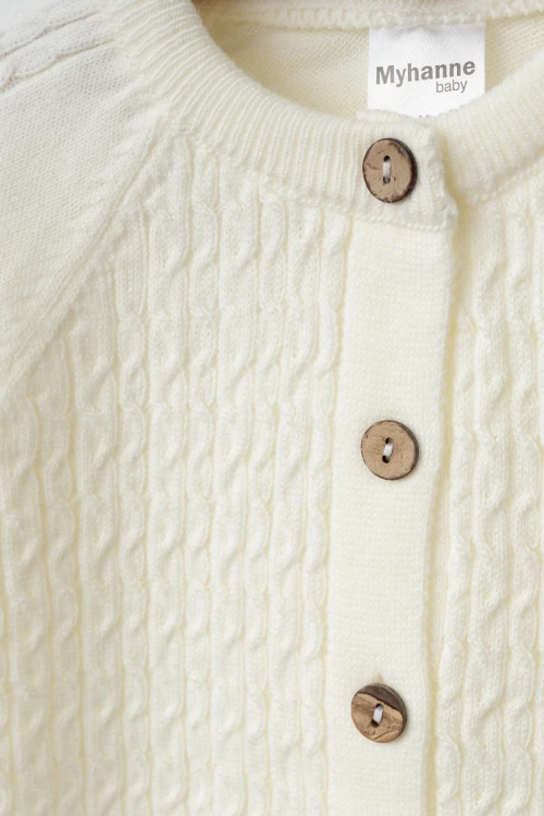 Kendinden Desenli Bebek Şapkalı Triko Takım 4031