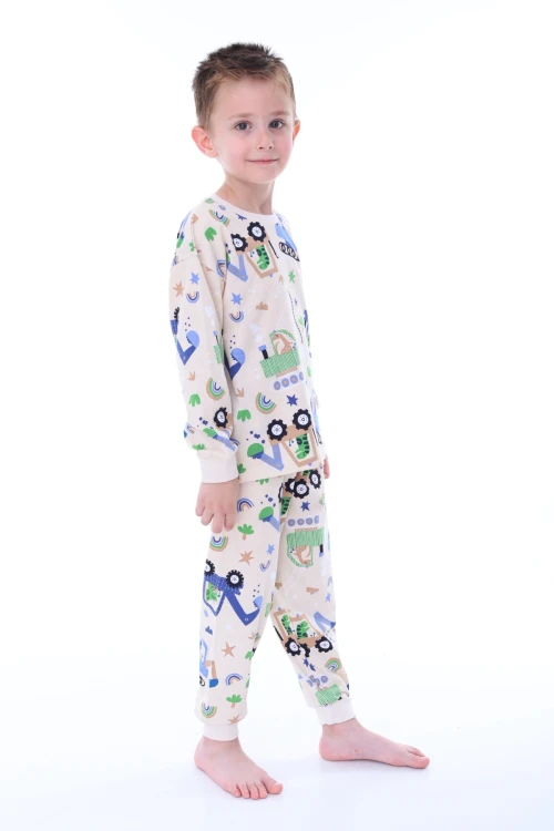 Kepçe Desenli Pijama Erkek Çocuk Takımı 32216