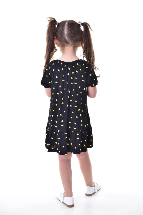 Limon Desenli Kısa Kol Elbise 24021