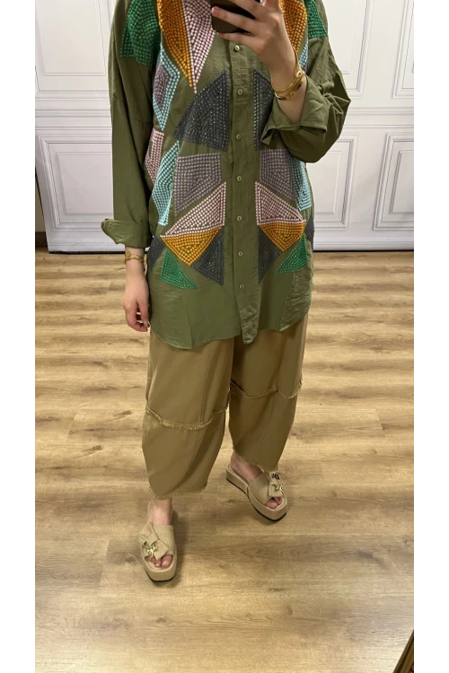 Nakışlı Keten Gömlek N013