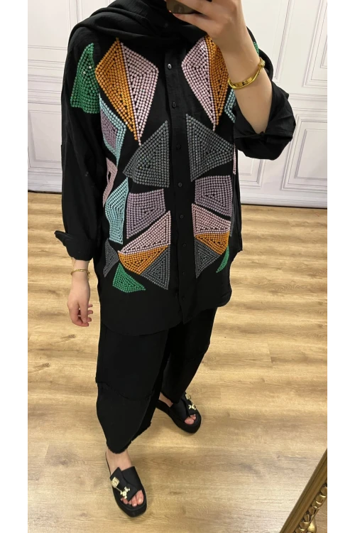 Nakışlı Keten Gömlek N013