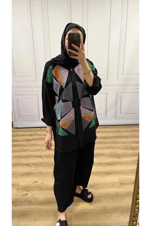 Nakışlı Keten Gömlek N013