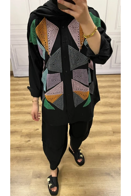 Nakışlı Keten Gömlek N013