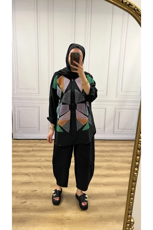 Nakışlı Keten Gömlek N013