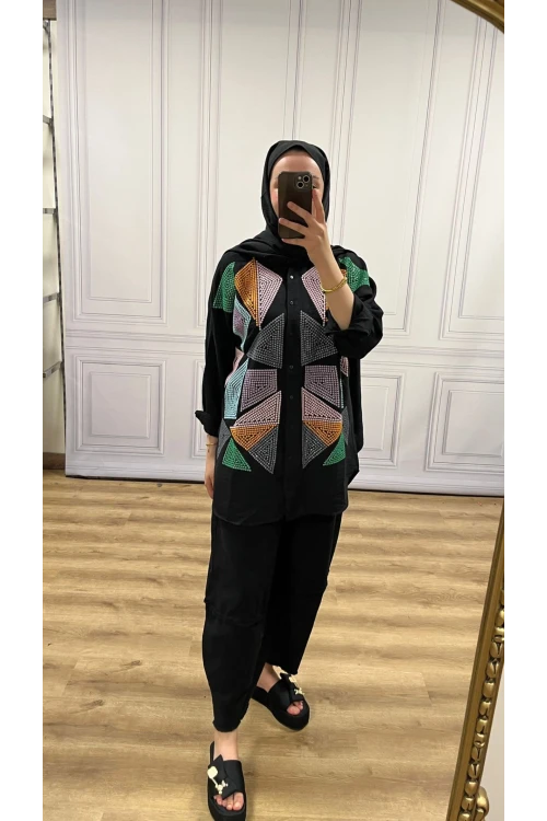 Nakışlı Keten Gömlek N013