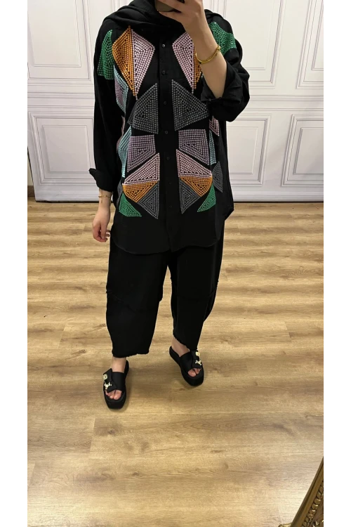 Nakışlı Keten Gömlek N013