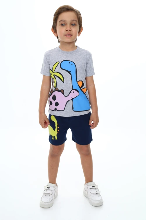 Palmiyeli Dino Baskılı Şortlu Takım 73305