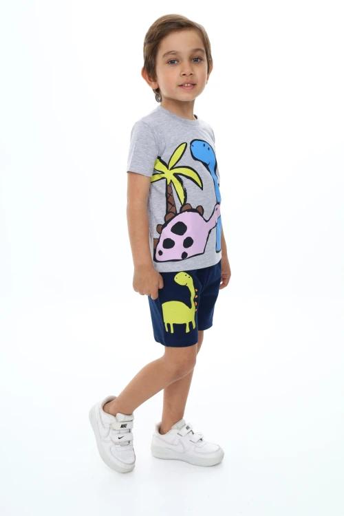 Palmiyeli Dino Baskılı Şortlu Takım 73305