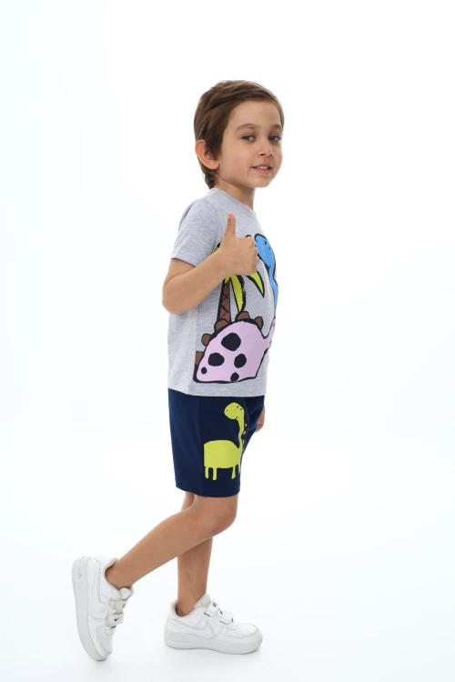 Palmiyeli Dino Baskılı Şortlu Takım 73305