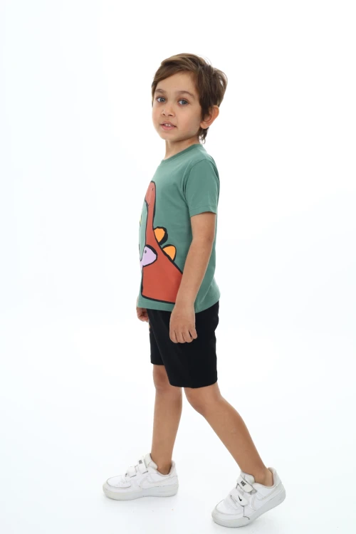 Palmiyeli Dino Baskılı Şortlu Takım 73305