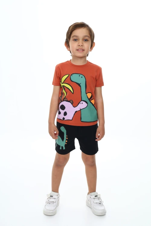 Palmiyeli Dino Baskılı Şortlu Takım 73305