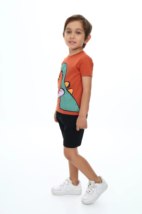 Palmiyeli Dino Baskılı Şortlu Takım 73305