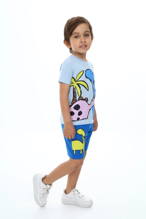 Palmiyeli Dino Baskılı Şortlu Takım 73305