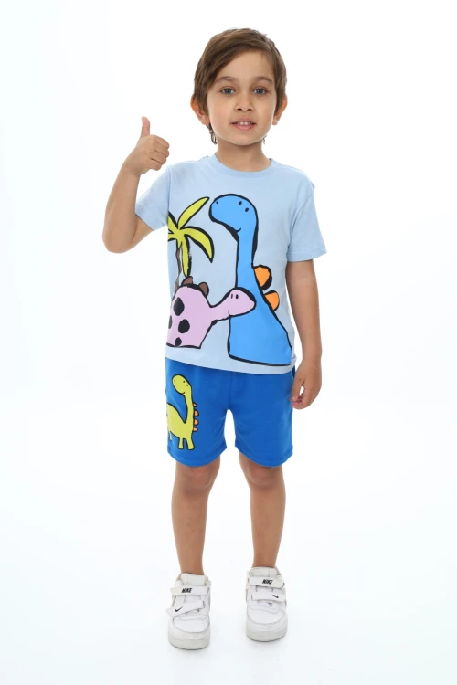 Palmiyeli Dino Baskılı Şortlu Takım 73305