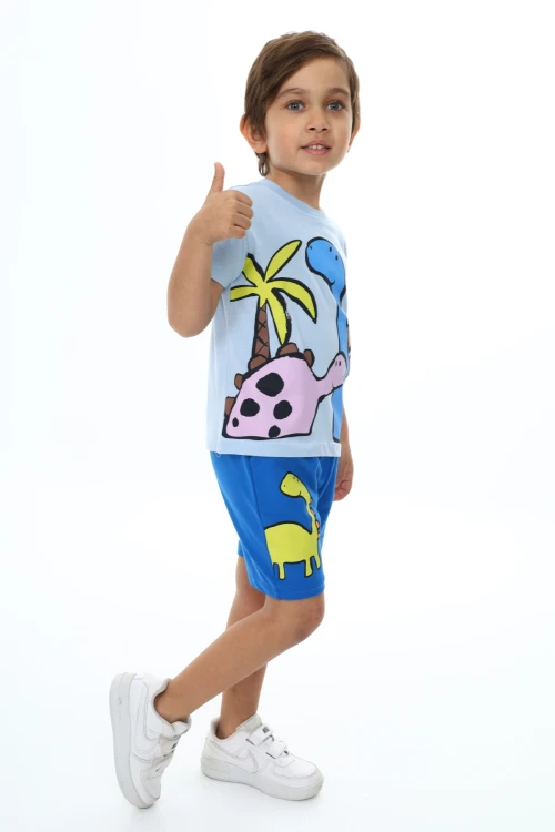 Palmiyeli Dino Baskılı Şortlu Takım 73305