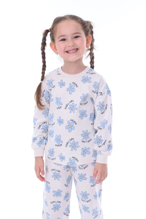 Papatya Desenli Kız Çocuk Pijama Takımı 31203